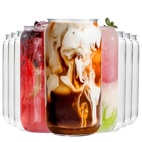 Nervure 12 Pack Can Shaped Plastic Cups - 16oz Classic Drinking Cups - Beer Can & Iced Coffee Tumbler - Smoothie, Boba Tea, Cocktail