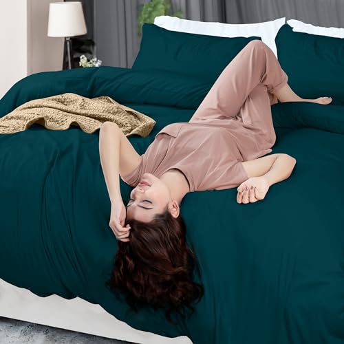 Utopia Bedding Duvet Cover Queen Size - 3 Piece with Zipper Closure - 1 Comforter Cover 90X90 Inches & 2 Pillow Shams 20X26 Inches (Teal) Comforter Not Included