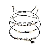 Mypace Silber Gold 925 Armreif Für Damen Herren Mode Temperament Crystal Multicolor Multi Layer Kreative Quaste mit verstellbarem Armband (Schwarz)