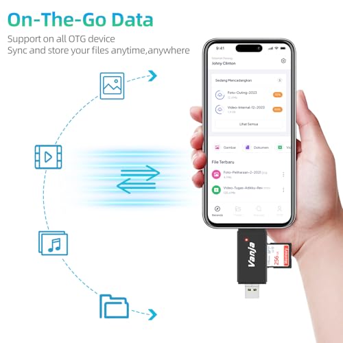 Image of Vanja SD Card Reader, High-Speed USB Type A & Type C to Micro SD Card Adapter for SD, SDHC, SDXC, Micro SDXC | Compatible with iPhone 17 /16 /15, MacBook Pro /Air, iPad Pro, Smartphone
