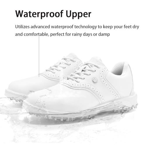 Image of Mens Golf Shoes Traditions Waterproof with Fixed Spikeless Sole Professional