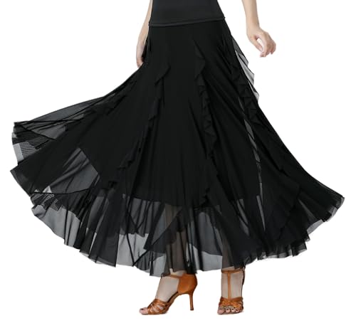 CISMARK Saia feminina elegante de malha para dança latina para festa de dança do ventre, Preto, One
