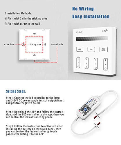 Kitasst Smart Dc 12V Dimmer Switch Kit For Led Rv Lights Interior, Halogen, Incandescent - Rv Accessories, Auto, Truck, Camper, Puck And Strip Lighting(1 Led Controller And 1 Touch Panel) #TOP6