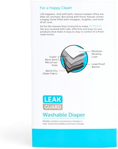 Miniatura 7 de SO PHRESH Pañal lavable contra fugas para perros, paquete grande de 2