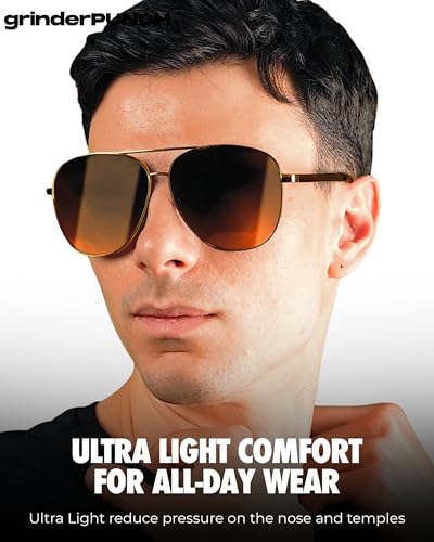 Image of grinderPUNCH Big XL Wide Frame Extra Large Polarized Aviator Sunglasses for Big Heads Men Oversized