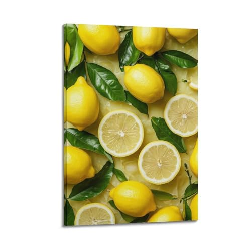 Poster mural artistique moderne tranches de citron fruits 50x75cm décor suspendu