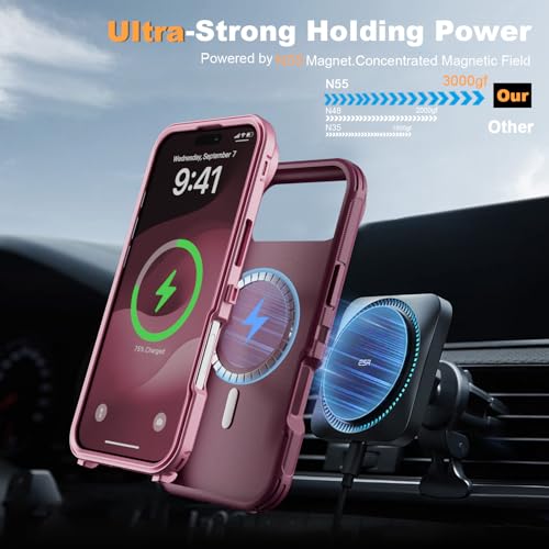 Follaroma for iPhone 17 Air Case with Stand & Built-in Camera Cover, MagSafe Compatible, Heavy-Duty Shockproof Protection, Magnetic & Rugged Phone Cover for iPhone 17 Air 6.5'', Purple-Pink by Follaroma - Used condition - Image 5