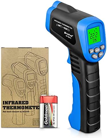 HOLDPEAK 981C Non Contact Digital Laser Infrared Thermometer Temperature Gun Instant-Read -58 to 1022℉ (-50 to 550℃) with 9V Battery and Emissivity 0.1-1.0(Adjustable)