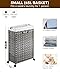 Greenstell Laundry Hamper with Wheels, 11.9 Gallon (45L) Small Clothes Hamper with 2 Removable Liner Bags & 2 Mesh Bags, Slim Rattan Laundry Basket for Bathroom, Bedroom, Grey