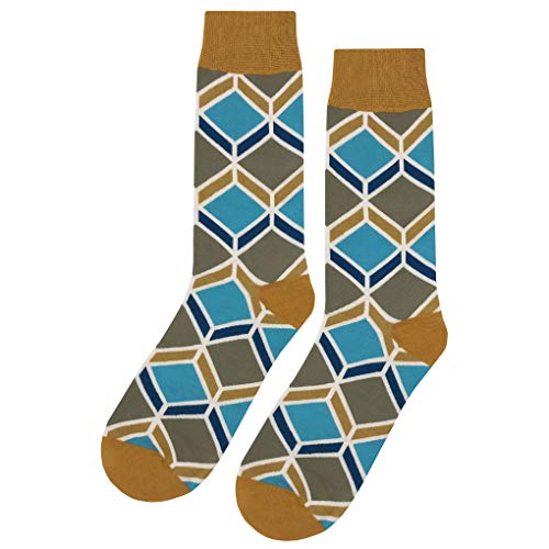 SockFly Old School Tan Dress Socks Funny Novelty Crazy Fun Design Men Size 8-12 Cotton Casual Crew Colorful Funky Fancy Socks Gift for Men