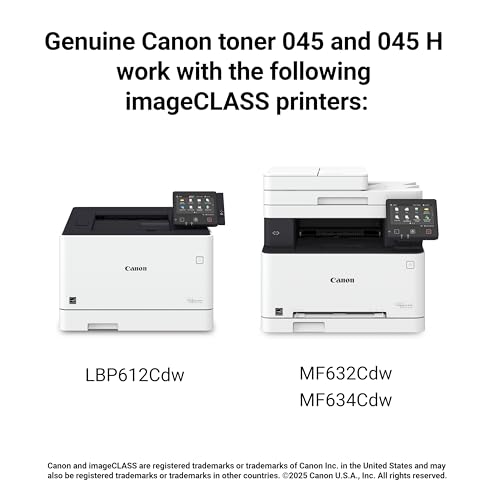 Image of Canon Genuine Toner, Cartridge 045 Cyan, High Capacity (1245C001), 1 Pack, for Canon Color imageCLASS MF634Cdw, MF632Cdw, LBP612Cdw Laser Printers
