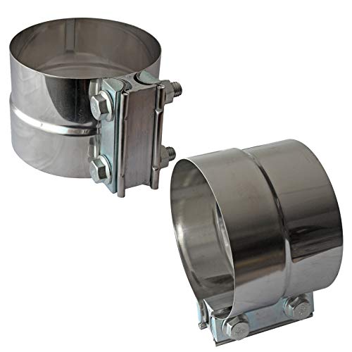 4 Lap Joint Exhaust Band Clamp - Stainless Steel With 1 Block 2Pcs For 4 Od To 4 Id Exhaust Pipe Muffler Elbow And Exhaust Tubing Connection(2 Pack)