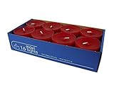  Maxi Teelichter im Acryl-Cup, Rubin/Rot, durchgefärbt, 16er-Packung, Maxilicht, transparente Hülle, ohne Duft, Kerzen