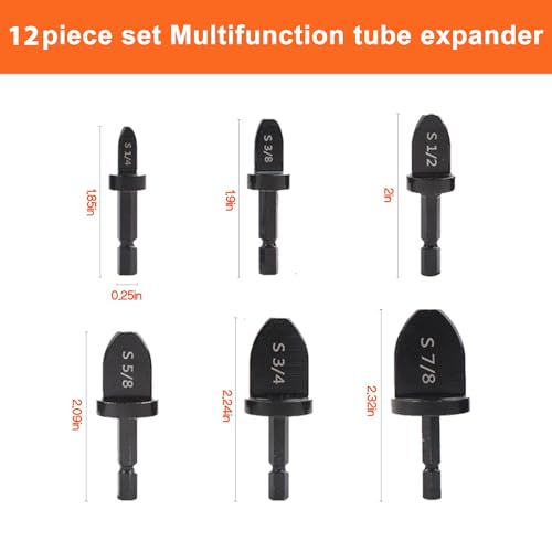 Swedge HVAC Swaging Set - 12Pcs Copper Pipe Expander and Flaring Tool Kit With Drill Bit Set for Precision Hand Tools