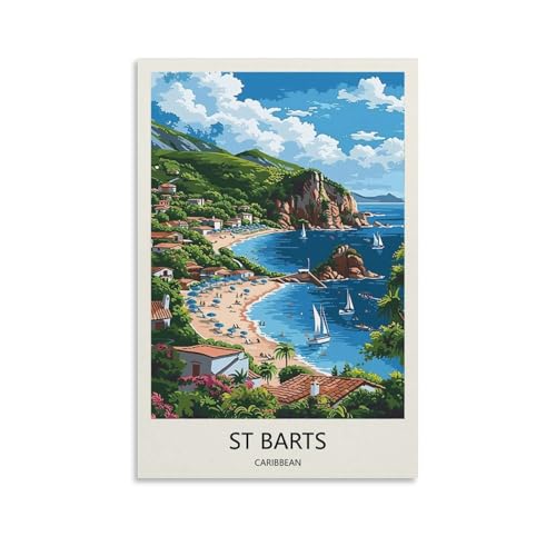 St_ Barts Caribbean Vintage Travel Poster Picture Canvas Wall Art Print...