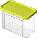 Rotho Domino Vorratsdose 0,75l mit Deckel, Kunststoff (PP) BPA-frei, transparent/grün, 0,75l (16,5 x 9,0 x 10,0 cm)