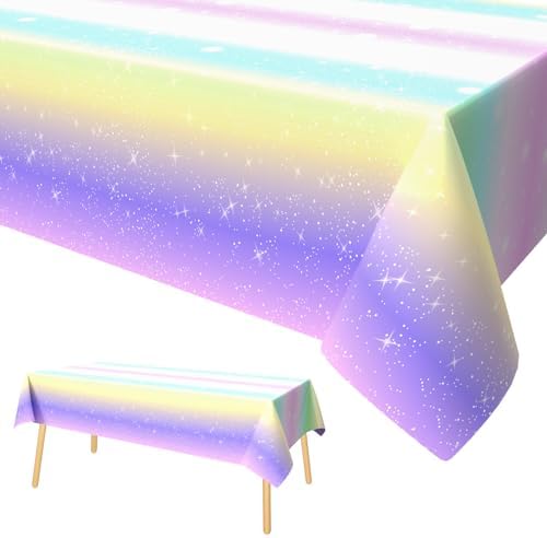 Regenbogen Tischdecke 137x274cm - PEVA Material Wasserfest Für Pride Party