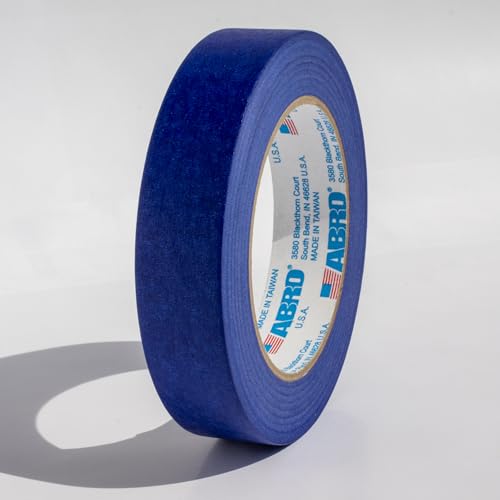 Image of ABRO Masking Tape, 24mm x 55M, All Purpose Blue Masking Tape for Temporary Labeling and Marking, Easy Tear, Clean Removal, Painters Tape for DIY and Professional Uses - Blue