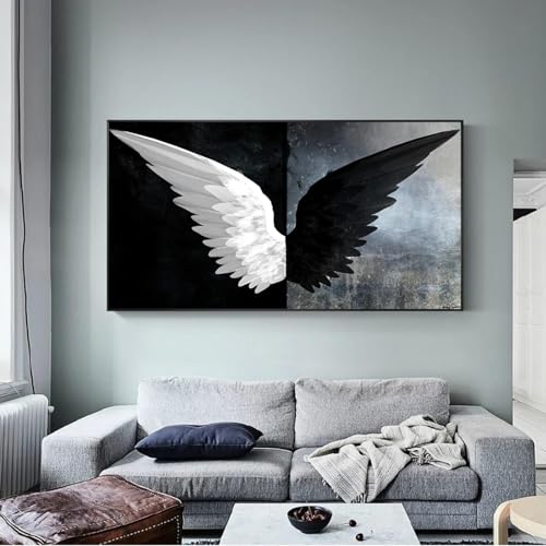 Affiches ailes noires et blanches toile 80x160cm art moderne intérieur