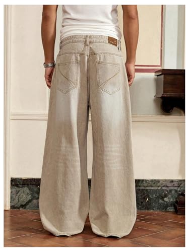 SOLY HUX Men's Baggy Jeans Vintage Straight Leg Loose Fit Skater Denim Pants Streetwear2