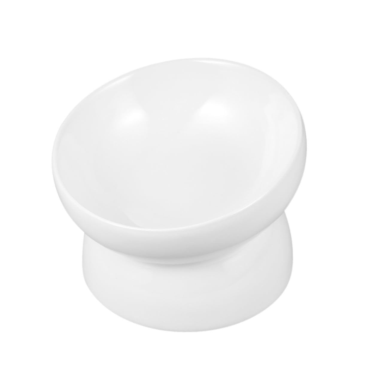 Abaodam High Feet Ceramic Pet Bowl Slanted Mouth Feeder for Dogs and Cats and Durable S for Comfortable Eating White