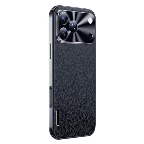 Housse iPhone 17 Pro Max en cuir noir pour protection intégrale