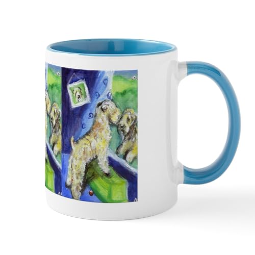 Taza Café Cerámica 11 oz Blanco Azul Interior miniatura 1