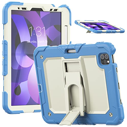 Étui militaire iPad Pro 12.9 JSY antichoc 3 couches bleu pour modèles 2022 2021 2020