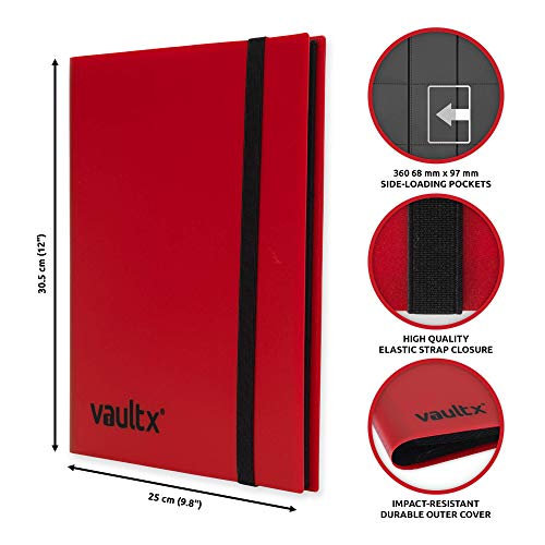 Vault X Binder - 9 Pocket Trading Card Album Folder - 360 Side Loading Pocket Binder for TCG (Red) - Thumbnail 2