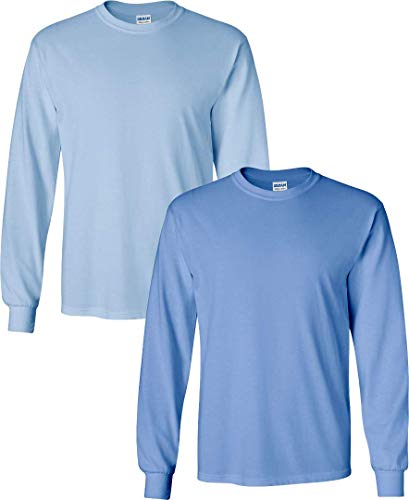 Gildan Men's Heavy Cotton Long Sleeve T-Shirt 2-Pack – Style 5400, Black & Navy, Large, 5.3 Oz