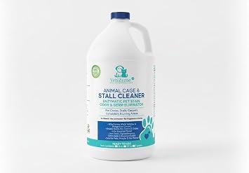 VetiZyme Animal Cage & Stall Cleaner Natural Enzyme Cleaner & Odor Eliminator Sanitizes, Disinfects & Remove Germs, Bacteria, Mold & Mildew Non Toxic, Safe for Pets, Livestock & Facilities