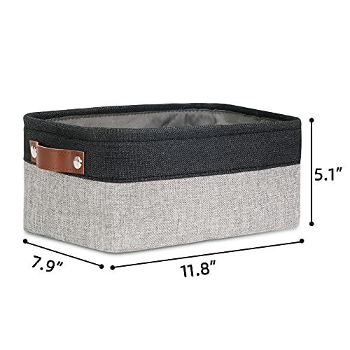 Image of DULLEMELO Small Collapsible Fabric Basket for Organizing, Shelves, Closets, Laundry, Nursery, Decorative Gift Basket (Black&Gray)