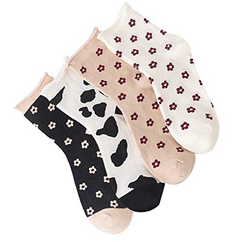 VALICLUD Meias Lindas Meninas Novidade Flores Vaca Esporte Atletismo Meias Meias Meias Tubo de Algod