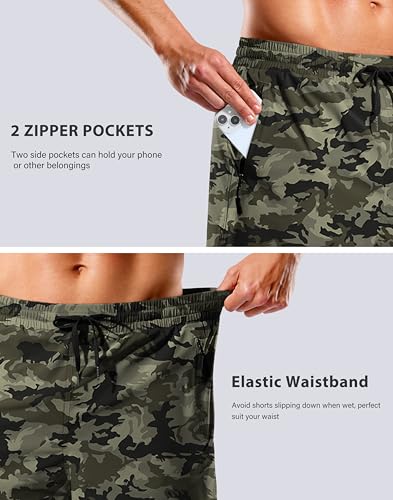 Image of G Gradual Mens Swim Trunks with Compression Liner 7 inch /9'' Quick Dry Board Shorts Swimsuit Bathing Suit for Men Zipper Pockets