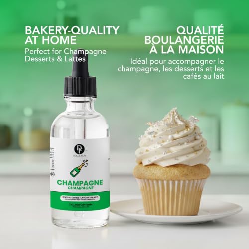 Image of Dolce Flav Natural Champagne Extract |2 Oz. | Alcohol-Free Baking Flavor Concentrate for Cakes, Frosting & Sparkling Drinks - Professional Strength Food Grade Flavoring