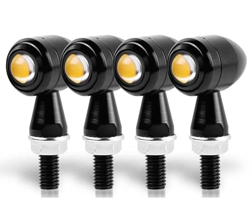 Ramanta Bike Indicator Light Aluminum Bullet Shape/Jet Indicator for Bike Turn Signal Lights Motorcycle LED Blinkers Small Front Rear Indicator Compatible with Motorbike (Set of 4, Amber) Ramanta Bike Indicator Light Aluminum Bullet Shape/Jet Indicator for Bike Turn Signal Lights Motorcycle LED Blinkers Small Front Rear Indicator Compatible with Motorbike (Set of 4, Amber)