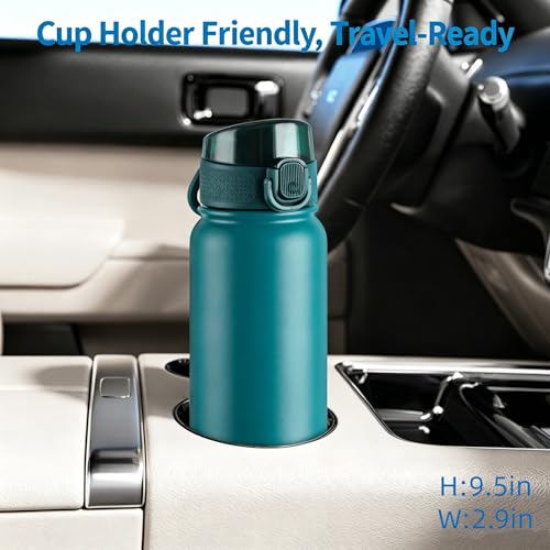 Image of GOPPUS Insulated water bottle 20 oz Stainless Steel Water Bottle BPA-Free Sports Water Bottles, Great for Travel,Silicone Spout Lid- Leak & Sweat Proof with Anti-Dust(blue green)
