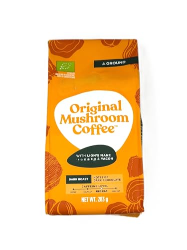 Organic Ground Coffee with Lion's Mane and Chaga Mushrooms � 283g � Focus and Immune Support � Dark Roast