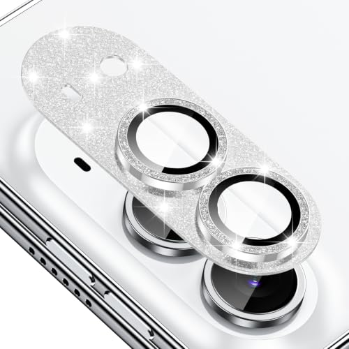 Tccvayar for iPhone Duo Camera Lens Protector(Silver Glitter)