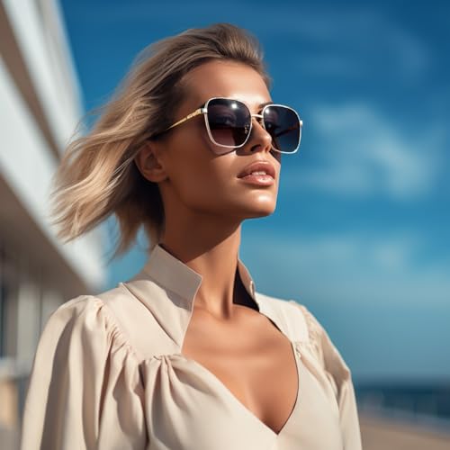 Trendy Square Metal Frame Sunglasses with Gradient Lenses Stylish Unisex Eyewear