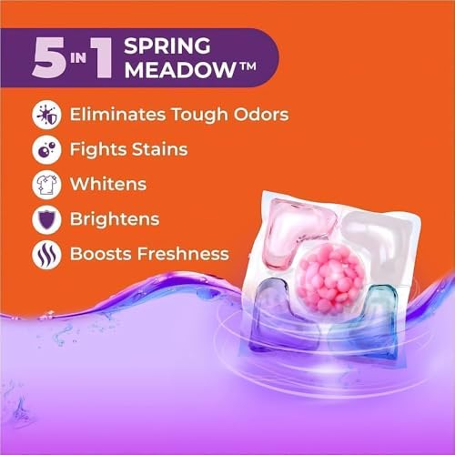 Image of 5-in-1 Dissolvable Magic Laundry Pods for 30 Washes | Tough Stain Fighter for Top & Front Load Machines | Floral Aroma | Eco-Friendly (30 Pods)