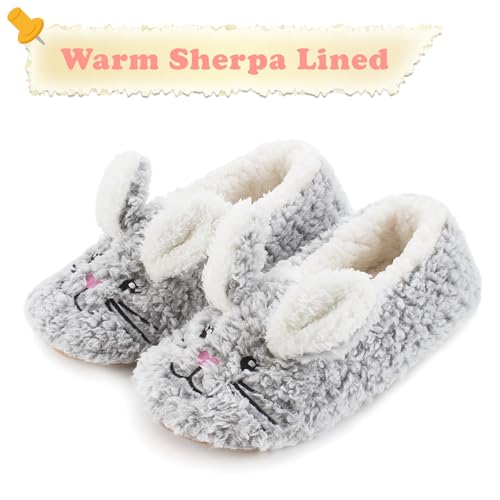 Image of The Metluks Cute Animal House Slippers, Warm Fuzzy Slipper Socks with Grippers Non Slip, Cozy Funny Gifts