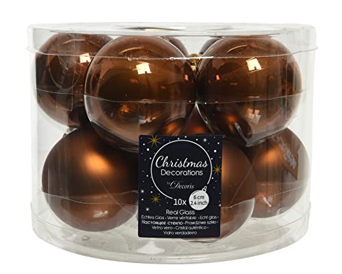 Weihnachtskugeln Glas 6cm x 10 Stück Christbaumkugeln matt glänzend braun Kupfer orange