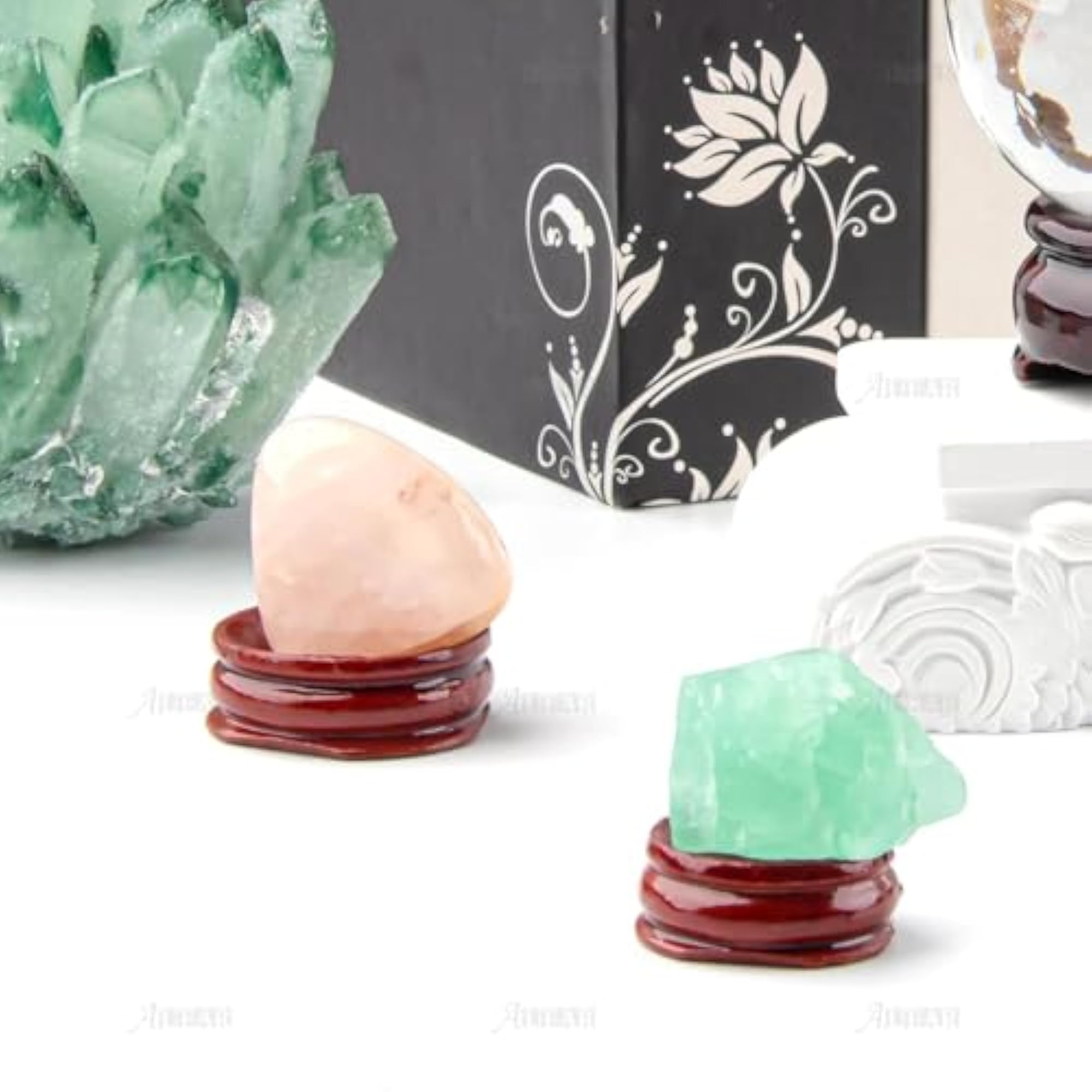 5 Pack Sphere Display Holders, 1" Wooden Crystal Sphere Stands