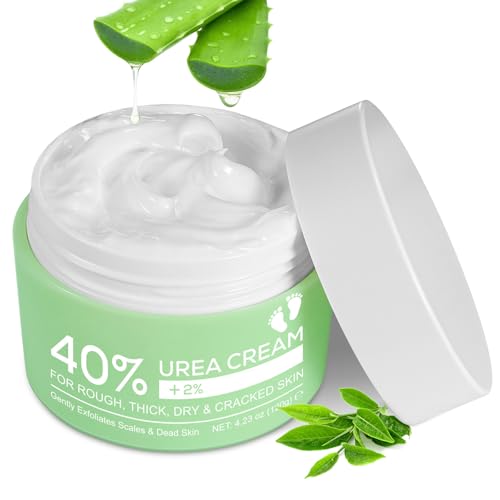 Crema Urea, Crema Urea al 40 Por Ciento, con 2% de ácido Salicílico y ácido Hialurónico, árbol de té y Aloe Vera Para una Hidratación Profunda, Para Pies, Manos, Talones, Codos, Uñas y Rodillas