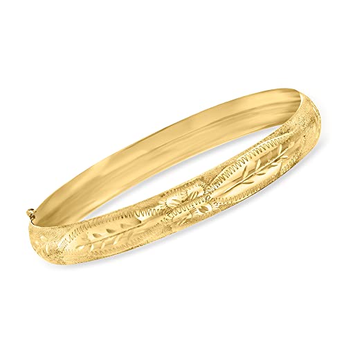 Amazon.com: Ross-Simons 14kt Yellow Gold Floral Etched Bangle 