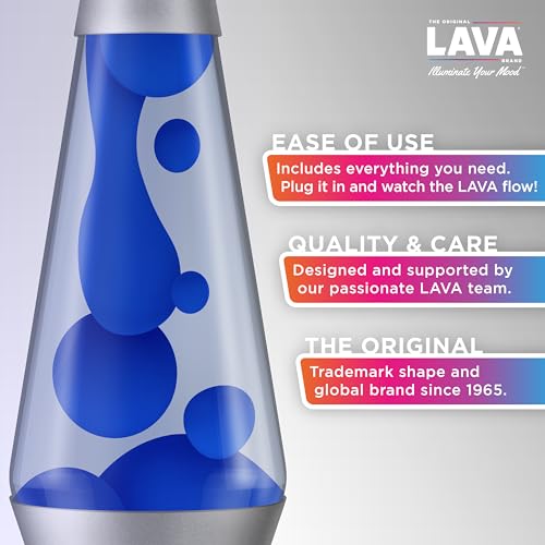LAVA Lamp - 14.5"- The Original Motion Lamp - Blue and Clear Liquid with Silver Base - Item #2113