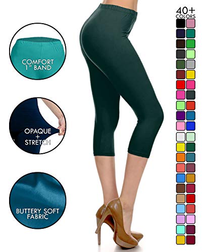 Image of Leggings Depot Women's High Waist Leggings Soft 1 inch Waistband Solid Pants - Regular, Plus, 1X3X, 3X5X