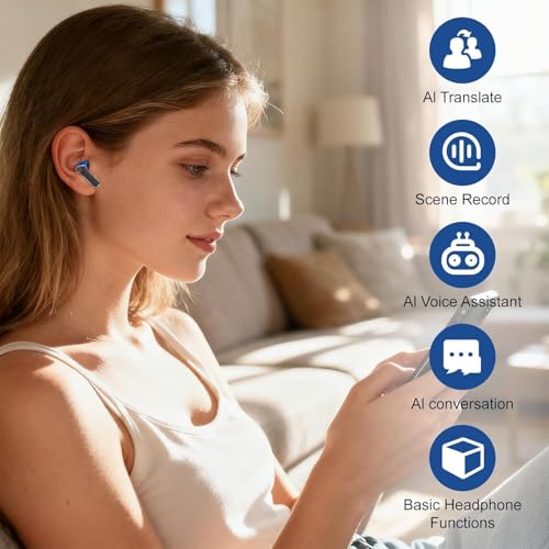 Image of SIXTHGU V700 AI Translation Earbuds Real Time, Bluetooth Headphones Bass Stereo, Wireless Earbuds with Noise Cancelling, 48H AI Ear Buds Translator Device for Business /Learning /Travel