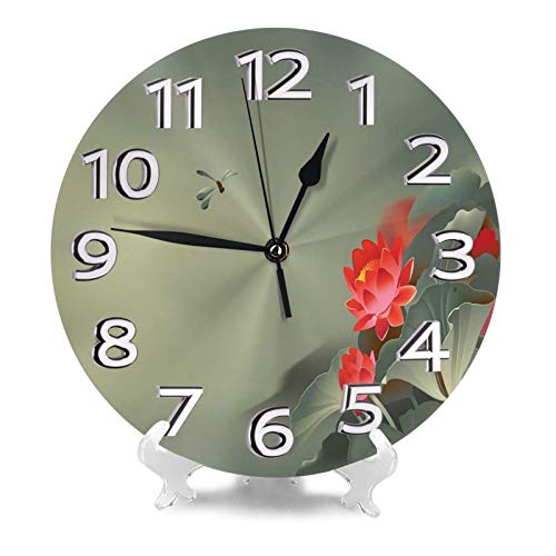 Lotus Blooms Wall Clock Silent Non Ticking 10 Inch Round Clocks for School Home Office Kitchen Living Laundry Room Decor Lotus Blooms Wall Clock Silent Non Ticking 10 Inch Round Clocks for School Home Office Kitchen Living Laundry Room Decor